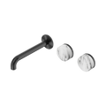 SERENITY WALL BASIN SET 160/185/220MM OFFSET SPOUT WITH ARABESCATO CORCHIA HANDLE GUN METAL