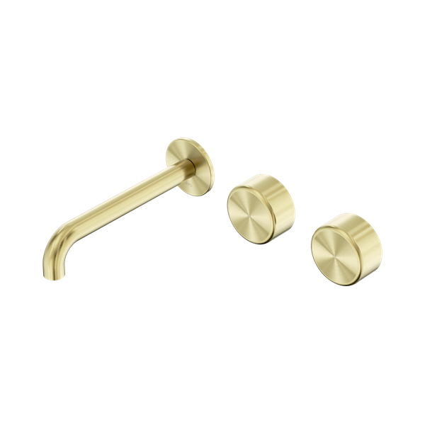 SERENITY WALL BASIN SET 160/185/220MM OFFSET SPOUT WITH METAL HANDLE BRUSHED GOLD
