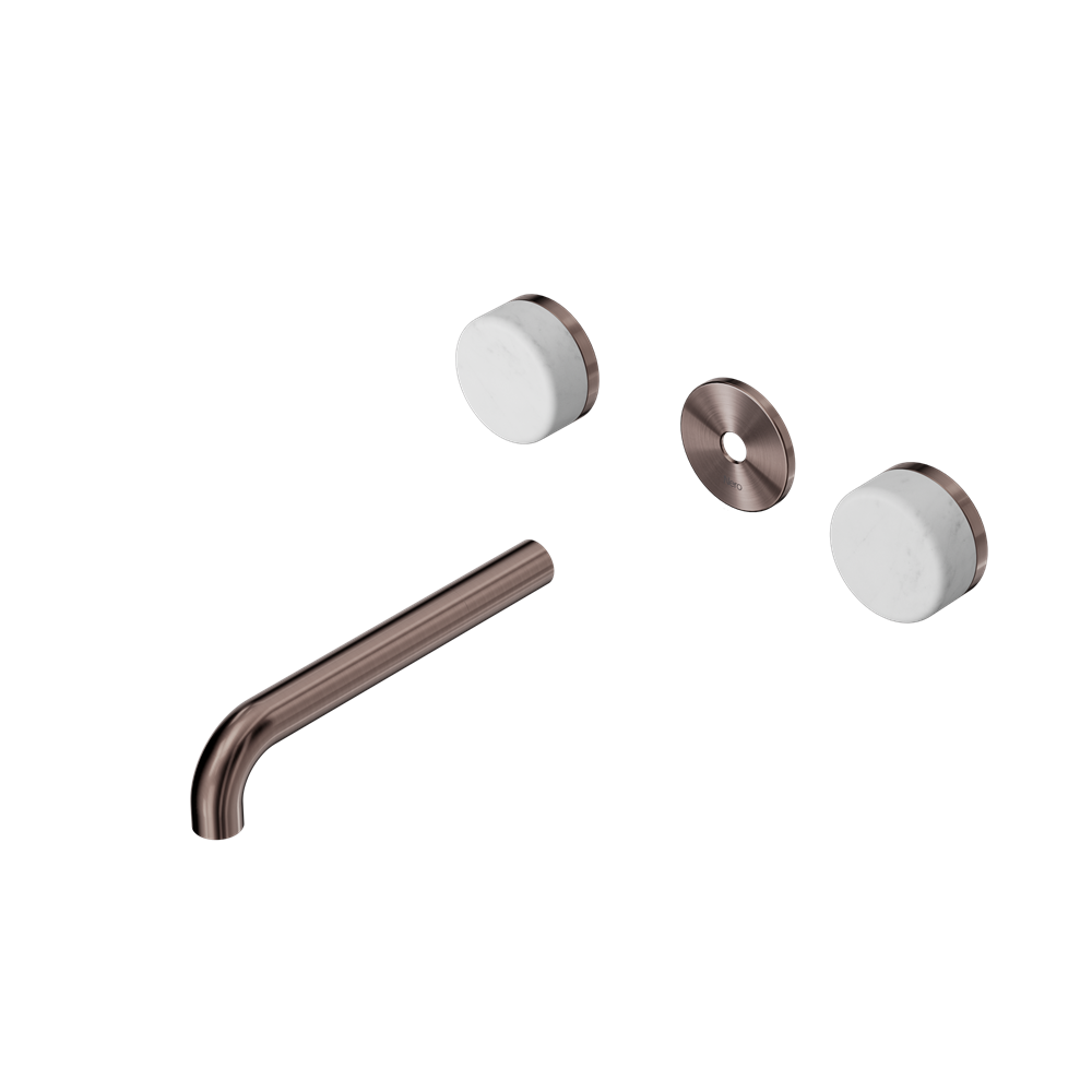 SERENITY WALL BASIN SET 160/185/220MM SPOUT WITH CARRARA HANDLE TRIM KIT ONLY BRUSHED BRONZE