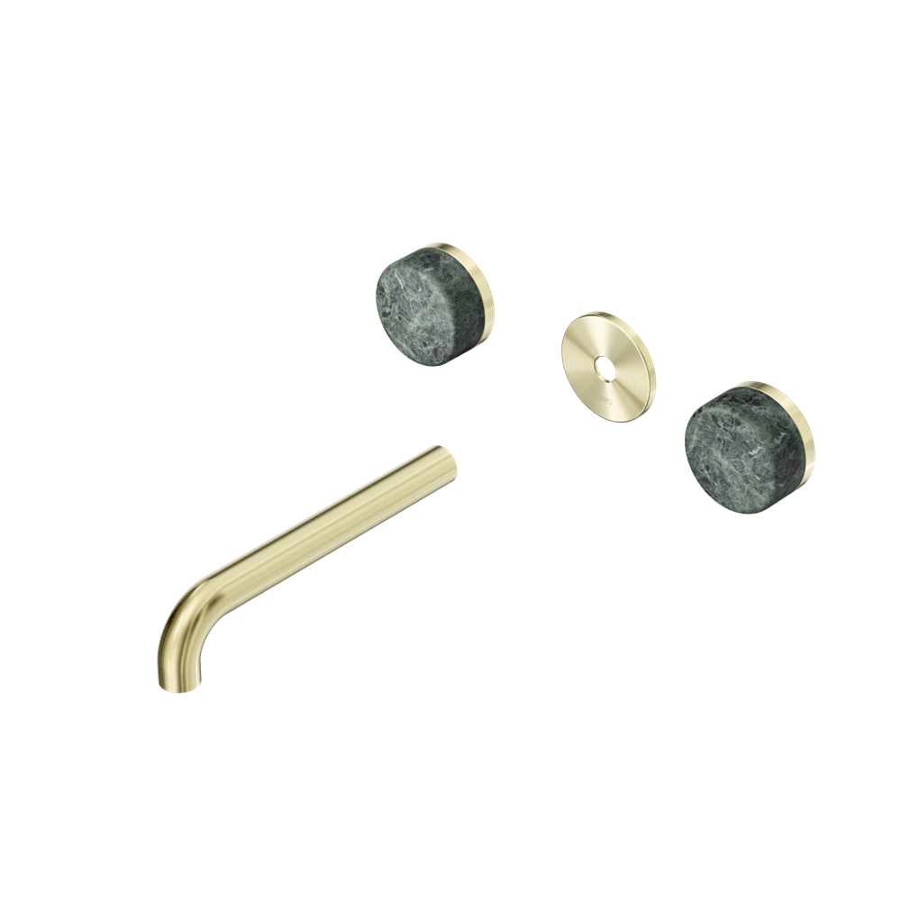 SERENITY WALL BASIN SET 160/185/220MM SPOUT WITH VERDE ALPI HANDLE TRIM KIT ONLY BRUSHED GOLD