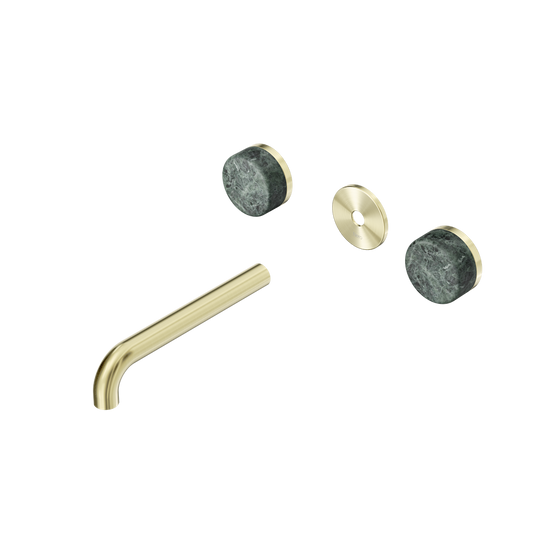 SERENITY WALL BASIN SET 160/185/220MM SPOUT WITH VERDE ALPI HANDLE TRIM KIT ONLY BRUSHED GOLD