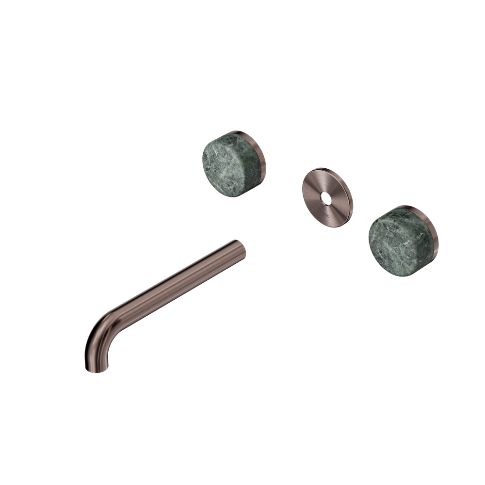 SERENITY WALL BASIN SET 160/185/220MM SPOUT WITH VERDE ALPI HANDLE TRIM KIT ONLY BRUSHED BRONZE