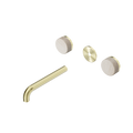 SERENITY WALL BASIN SET 160/185/220MM SPOUT WITH ROME TRAVERTINE HANDLE TRIM KIT ONLY BRUSHED GOLD