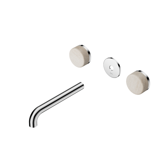 SERENITY WALL BASIN SET 160/185/220MM SPOUT WITH ROME TRAVERTINE HANDLE TRIM KIT ONLY CHROME