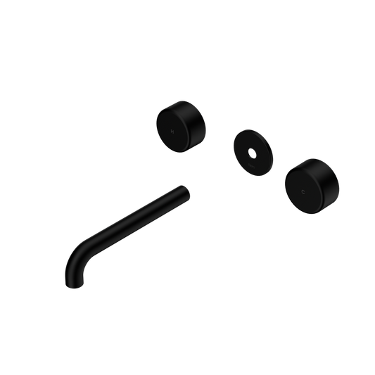 SERENITY WALL BASIN SET 160/185/220MM SPOUT WITH METAL HANDLE TRIM KIT ONLY MATTE BLACK