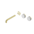 SERENITY WALL BASIN SET 160/185/220MM OFFSET SPOUT WITH CARRARA HANDLE TRIM KIT ONLY BRUSHED GOLD
