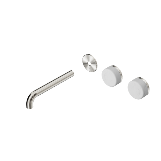 SERENITY WALL BASIN SET 160/185/220MM OFFSET SPOUT WITH CARRARA HANDLE TRIM KIT ONLY BRUSHED NICKEL