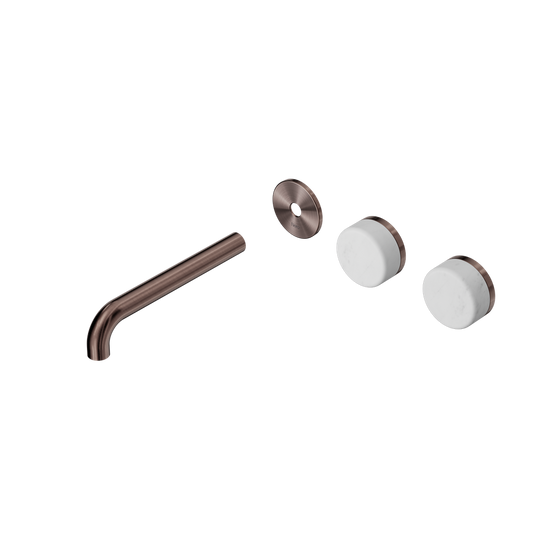 SERENITY WALL BASIN SET 160/185/220MM OFFSET SPOUT WITH CARRARA HANDLE TRIM KIT ONLY BRUSHED BRONZE