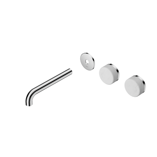 SERENITY WALL BASIN SET 160/185/220MM OFFSET SPOUT WITH CARRARA HANDLE TRIM KIT ONLY CHROME