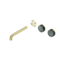 SERENITY WALL BASIN SET 160/185/220MM OFFSET SPOUT WITH VERDE ALPI HANDLE TRIM KIT ONLY BRUSHED GOLD
