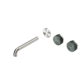 SERENITY WALL BASIN SET 160/185/220MM OFFSET SPOUT WITH VERDE ALPI HANDLE TRIM KIT ONLY BRUSHED NICKEL