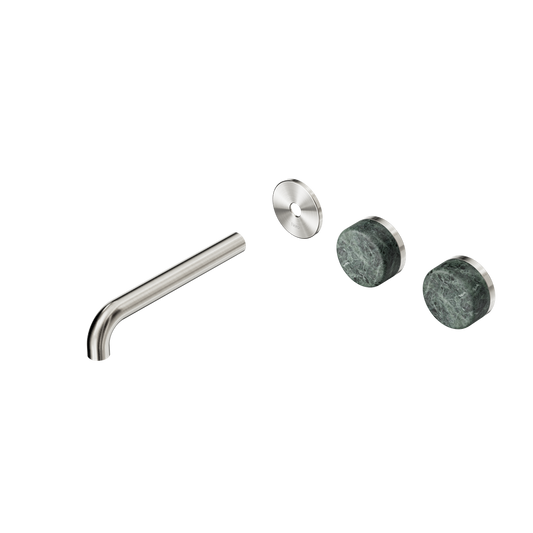 SERENITY WALL BASIN SET 160/185/220MM OFFSET SPOUT WITH VERDE ALPI HANDLE TRIM KIT ONLY BRUSHED NICKEL