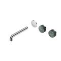 SERENITY WALL BASIN SET 160/185/220MM OFFSET SPOUT WITH VERDE ALPI HANDLE TRIM KIT ONLY CHROME