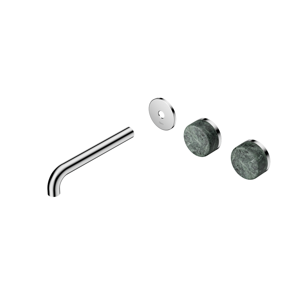 SERENITY WALL BASIN SET 160/185/220MM OFFSET SPOUT WITH VERDE ALPI HANDLE TRIM KIT ONLY CHROME