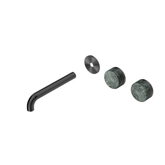 SERENITY WALL BASIN SET 160/185/220MM OFFSET SPOUT WITH VERDE ALPI HANDLE TRIM KIT ONLY GUN METAL