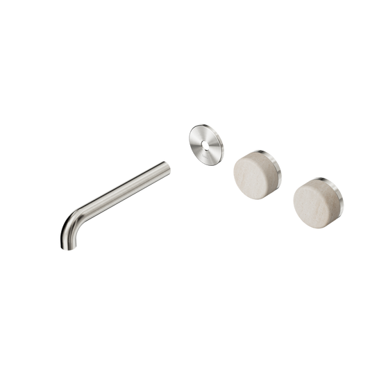 SERENITY WALL BASIN SET 160/185/220MM OFFSET SPOUT WITH ROME TRAVERTINE HANDLE TRIM KIT ONLY BRUSHED NICKEL