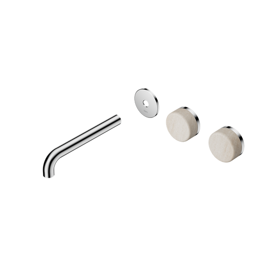 SERENITY WALL BASIN SET 160/185/220MM OFFSET SPOUT WITH ROME TRAVERTINE HANDLE TRIM KIT ONLY CHROME