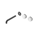 SERENITY WALL BASIN SET 160/185/220MM OFFSET SPOUT WITH ARABESCATO CORCHIA HANDLE TRIM KIT ONLY GUN METAL