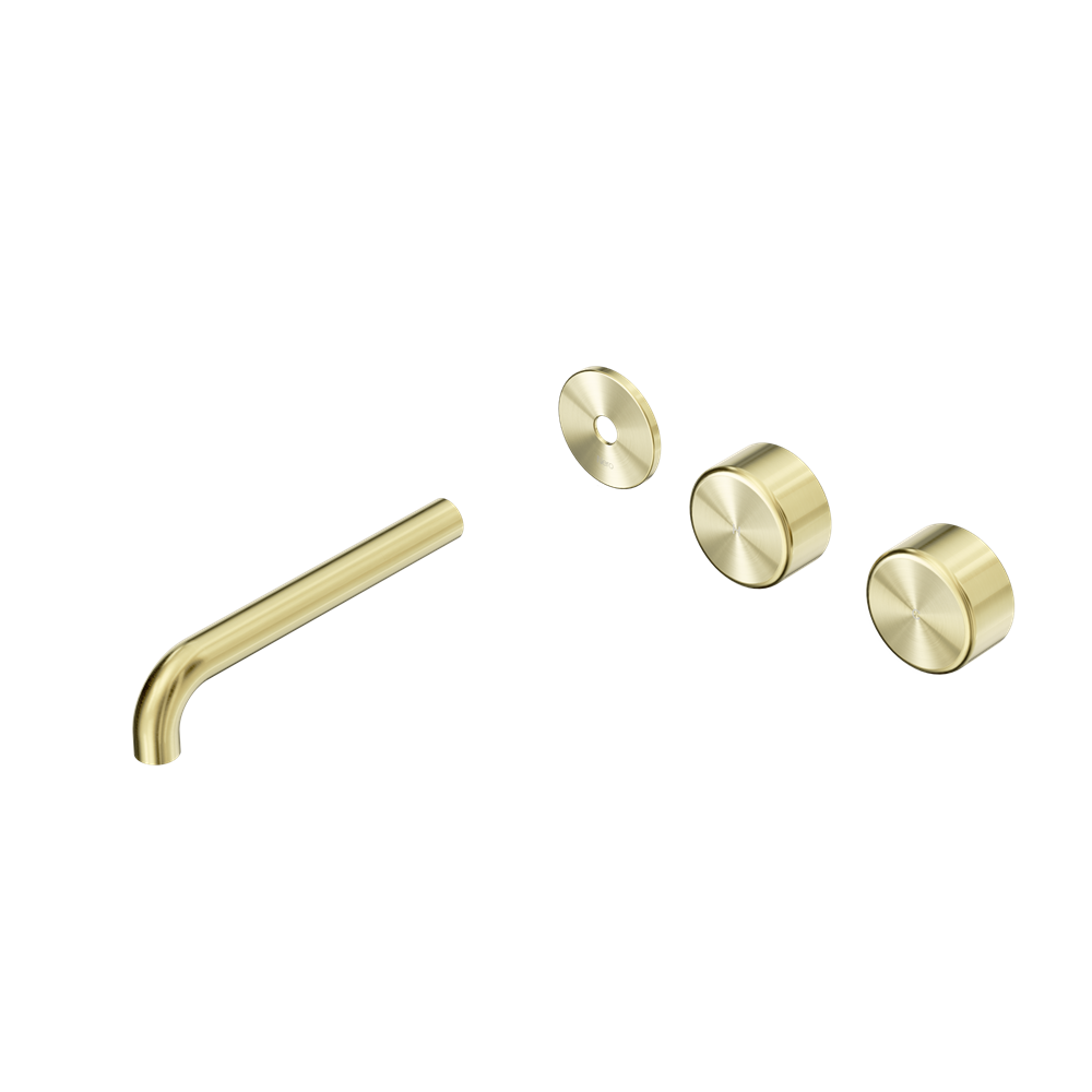 SERENITY WALL BASIN SET 160/185/220MM OFFSET SPOUT WITH METAL HANDLE TRIM KIT ONLY BRUSHED GOLD