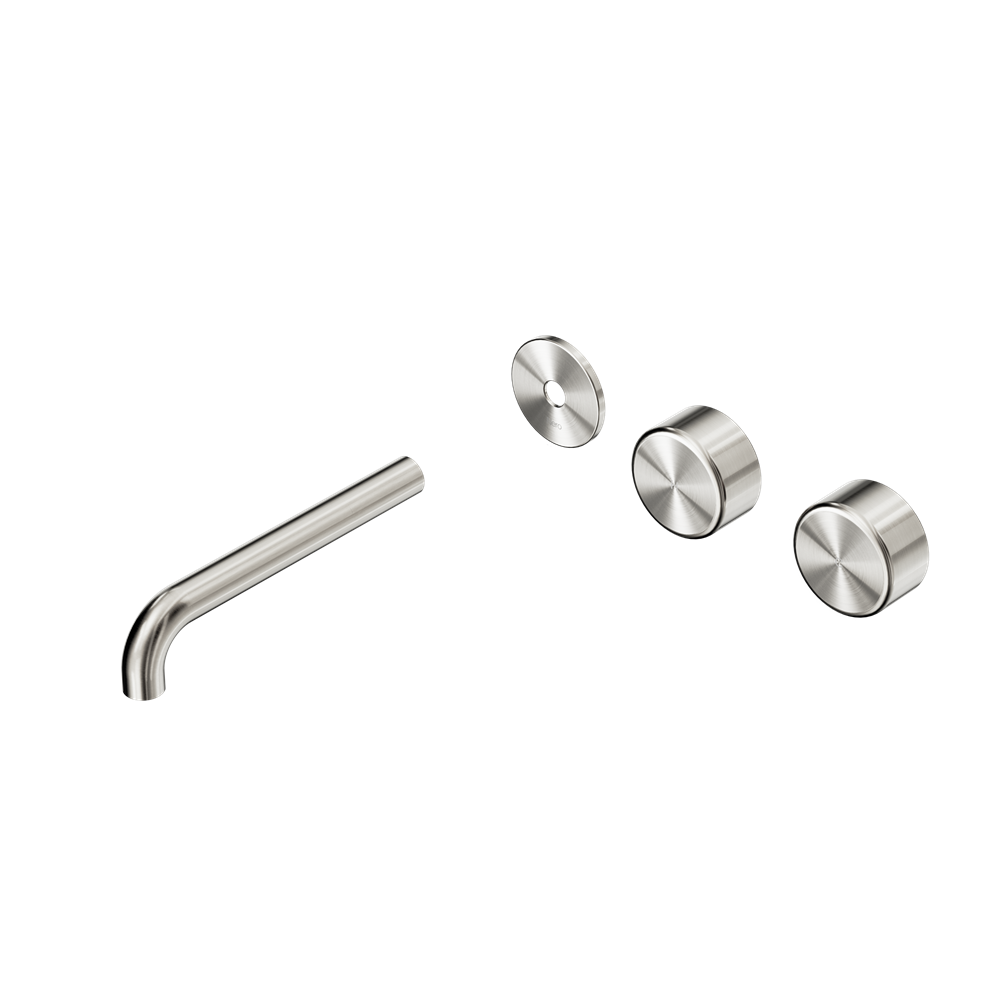 SERENITY WALL BASIN SET 160/185/220MM OFFSET SPOUT WITH METAL HANDLE TRIM KIT ONLY BRUSHED NICKEL