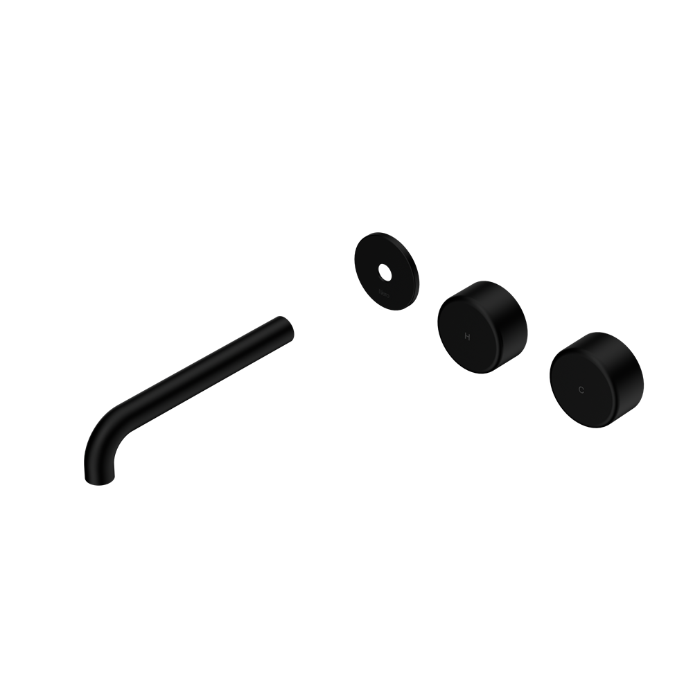 SERENITY WALL BASIN SET 160/185/220MM OFFSET SPOUT WITH METAL HANDLE TRIM KIT ONLY MATTE BLACK