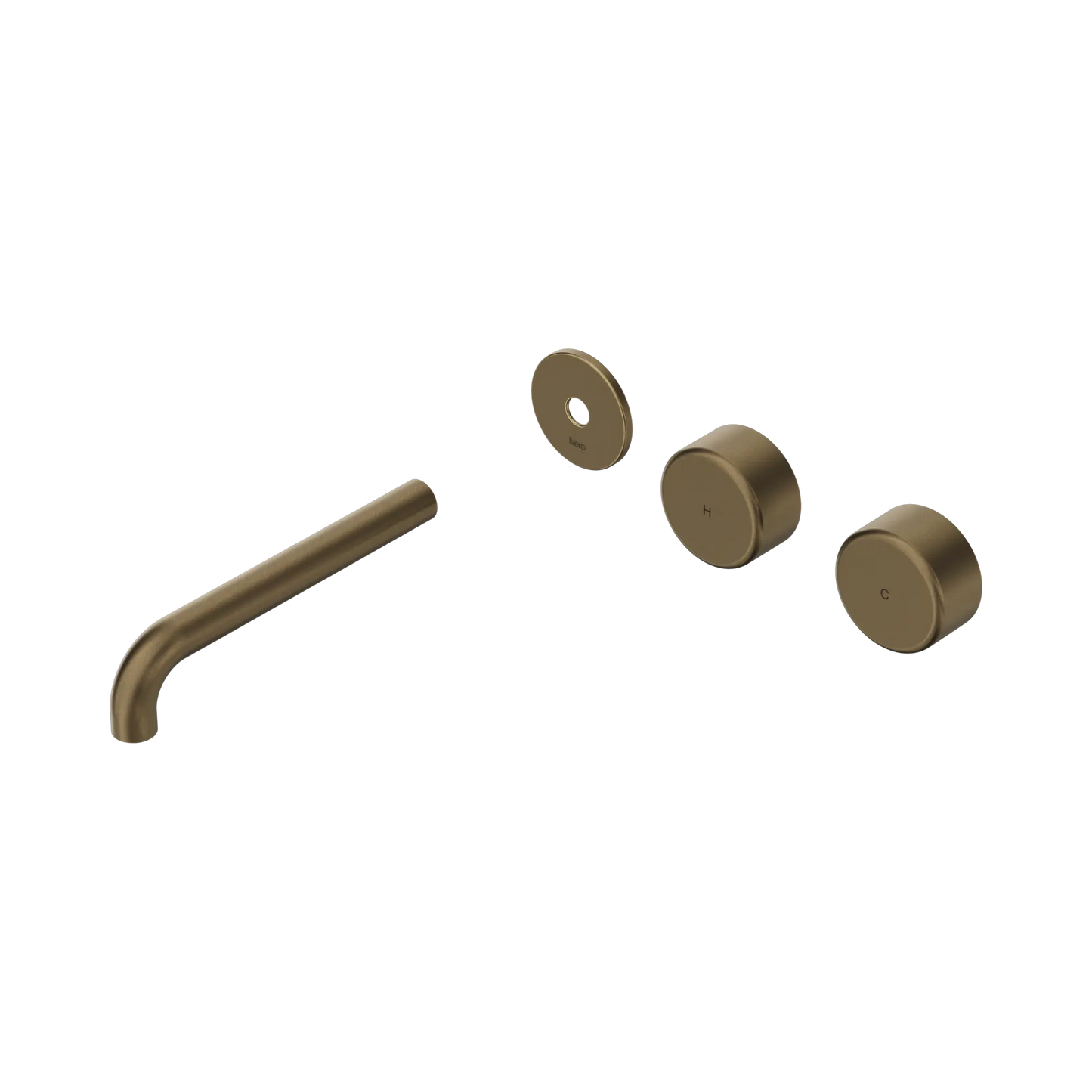 Serenity Wall Basin Set 185/220mm Offset Spout With Metal Handle Trim Kit Only Tumbled Antique Brass