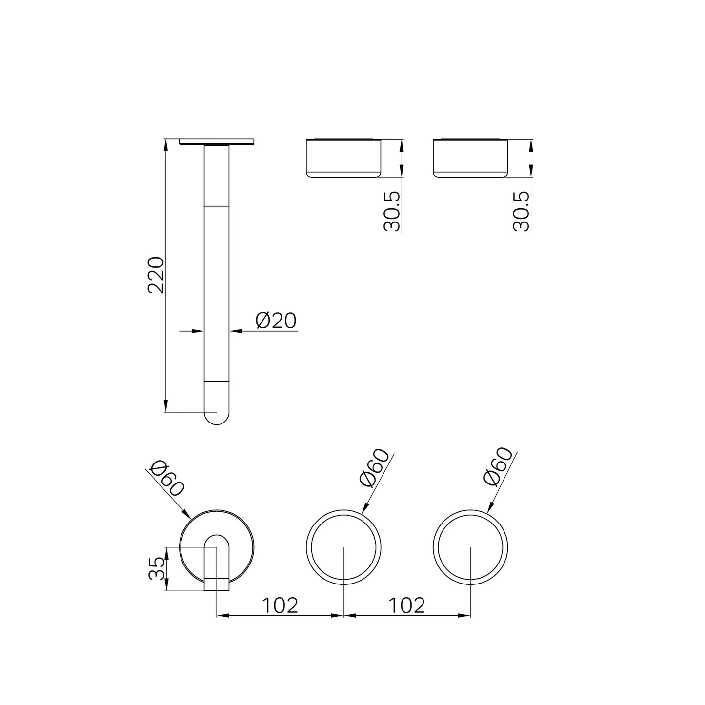 Serenity Wall Basin Set 185/220mm Offset Spout With Metal Handle Trim Kit Only Tumbled Antique Brass
