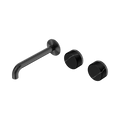 SERENITY WALL BASIN SET 160/185/220MM OFFSET SPOUT WITH MARQUINA GUN METAL