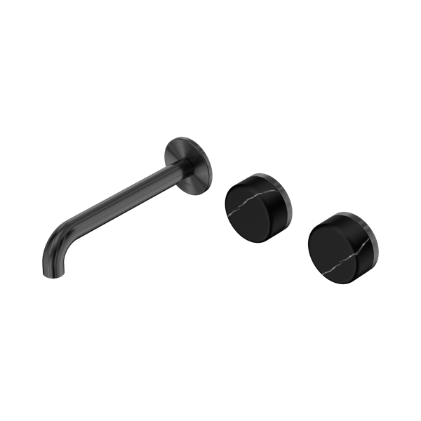 SERENITY WALL BASIN SET 160/185/220MM OFFSET SPOUT WITH MARQUINA GUN METAL