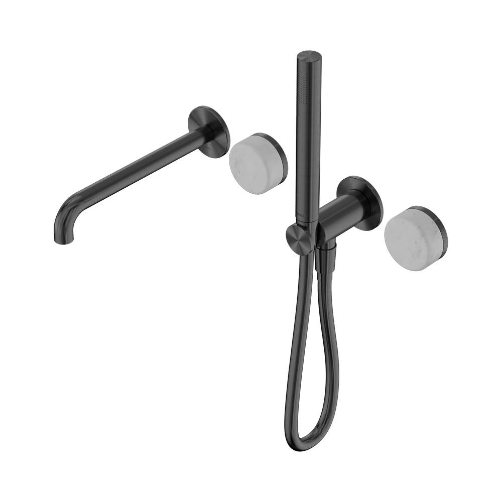 SERENITY PROGRESSIVE SHOWER SYSTEM WITH SPOUT WITH CARRARA HANDLE AND SLIM SHOWER GUN METAL