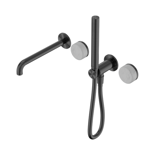SERENITY PROGRESSIVE SHOWER SYSTEM WITH SPOUT WITH CARRARA HANDLE AND SLIM SHOWER GUN METAL