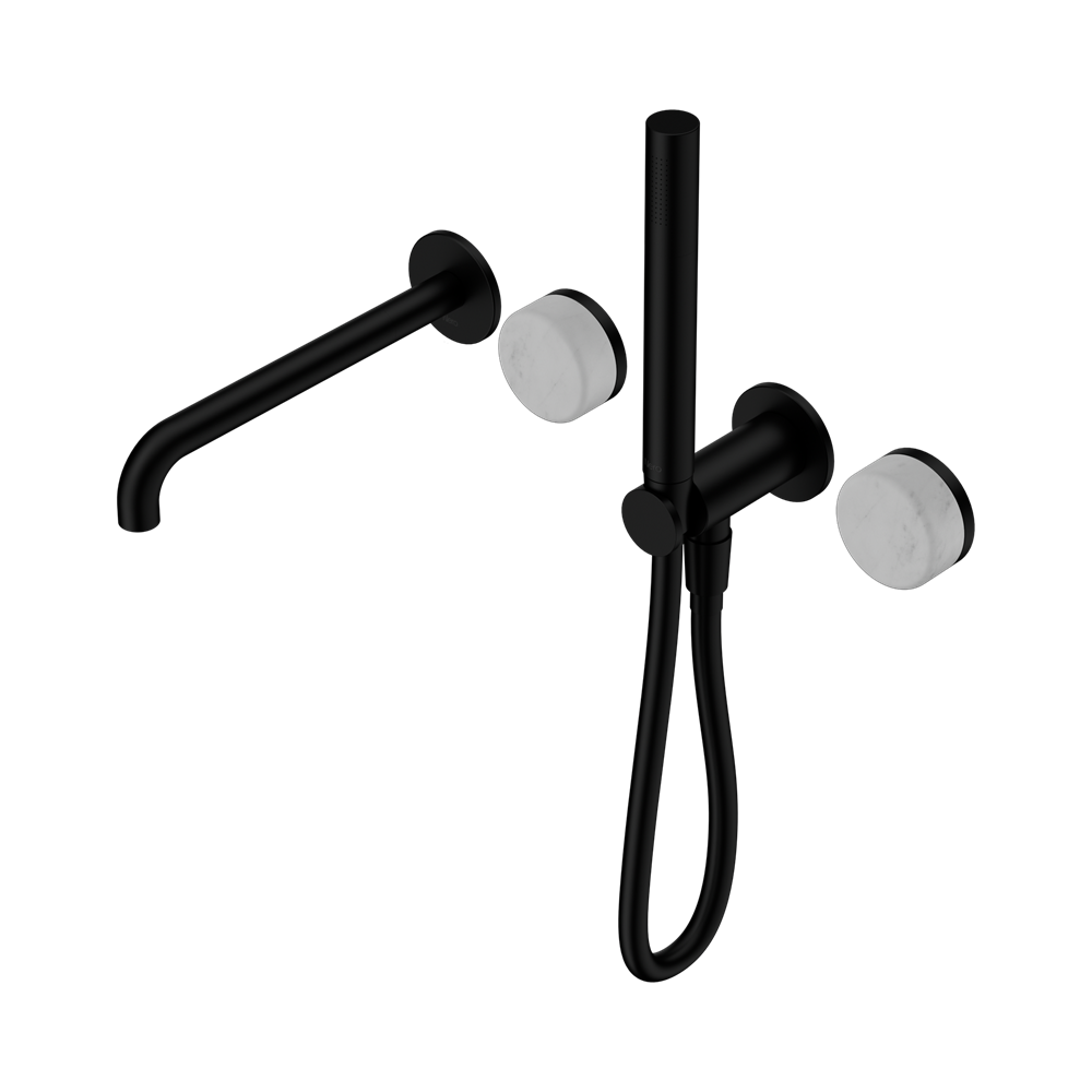 SERENITY PROGRESSIVE SHOWER SYSTEM WITH SPOUT WITH CARRARA HANDLE AND SLIM SHOWER MATTE BLACK