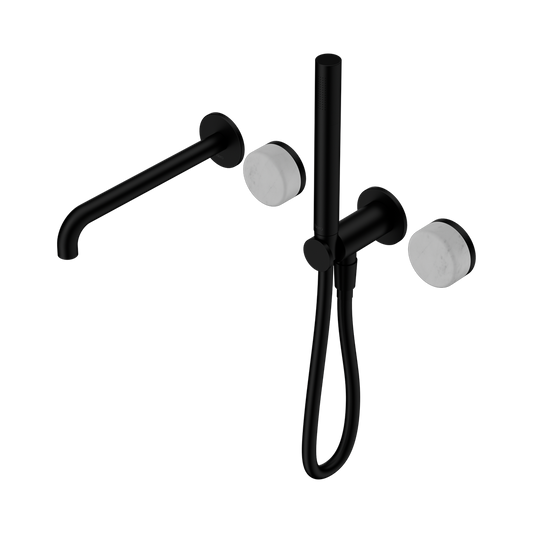 SERENITY PROGRESSIVE SHOWER SYSTEM WITH SPOUT WITH CARRARA HANDLE AND SLIM SHOWER MATTE BLACK