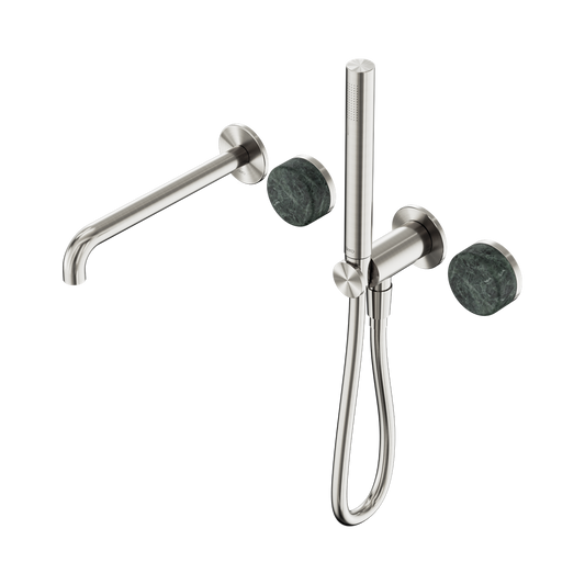 SERENITY PROGRESSIVE SHOWER SYSTEM WITH SPOUT WITH VERDE ALPI HANDLE AND SLIM SHOWER BRUSHED NICKEL