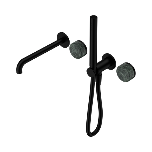 SERENITY PROGRESSIVE SHOWER SYSTEM WITH SPOUT WITH VERDE ALPI HANDLE AND SLIM SHOWER MATTE BLACK