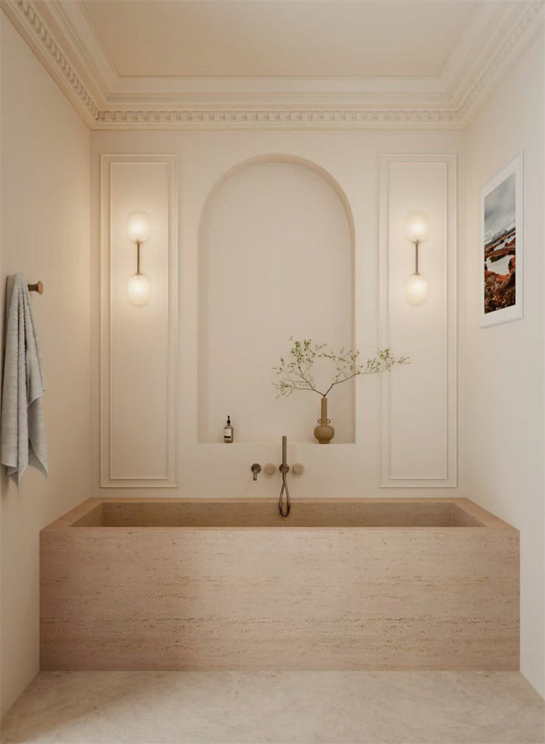 SERENITY PROGRESSIVE SHOWER SYSTEM WITH SPOUT WITH ROME TRAVERTINE HANDLE AND SLIM SHOWER BRUSHED BRONZE