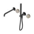 SERENITY PROGRESSIVE SHOWER SYSTEM WITH SPOUT WITH ROME TRAVERTINE HANDLE AND SLIM SHOWER GUN METAL
