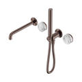 SERENITY PROGRESSIVE SHOWER SYSTEM WITH SPOUT WITH ARABESCATO CORCHIA HANDLE AND SLIM SHOWER BRUSHED BRONZE