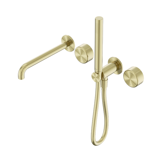 SERENITY PROGRESSIVE SHOWER SYSTEM WITH SPOUT WITH METAL HANDLE AND SLIM SHOWER BRUSHED GOLD