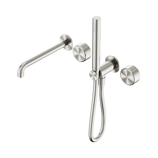 SERENITY PROGRESSIVE SHOWER SYSTEM WITH SPOUT WITH METAL HANDLE AND SLIM SHOWER BRUSHED NICKEL