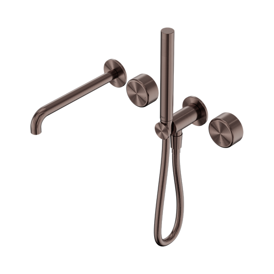 SERENITY PROGRESSIVE SHOWER SYSTEM WITH SPOUT WITH METAL HANDLE AND SLIM SHOWER BRUSHED BRONZE