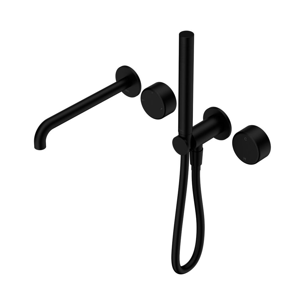 SERENITY PROGRESSIVE SHOWER SYSTEM WITH SPOUT WITH METAL HANDLE AND SLIM SHOWER MATTE BLACK
