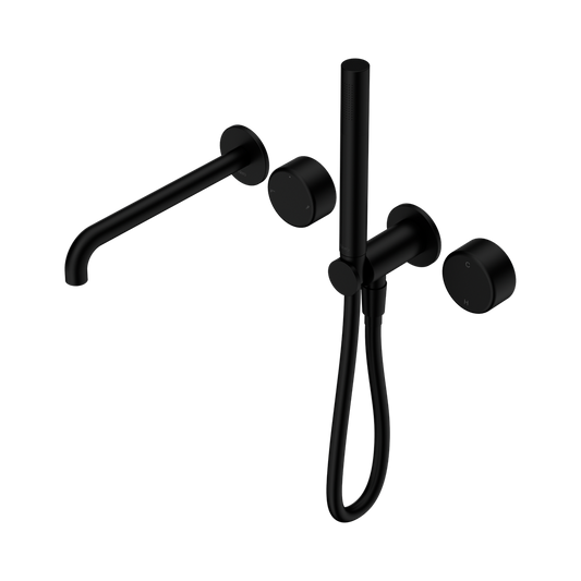 SERENITY PROGRESSIVE SHOWER SYSTEM WITH SPOUT WITH METAL HANDLE AND SLIM SHOWER MATTE BLACK