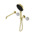 SERENITY PROGRESSIVE SHOWER SYSTEM WITH SPOUT WITH CARRARA HANDLE AND SERENITY HAND SHOWER BRUSHED GOLD