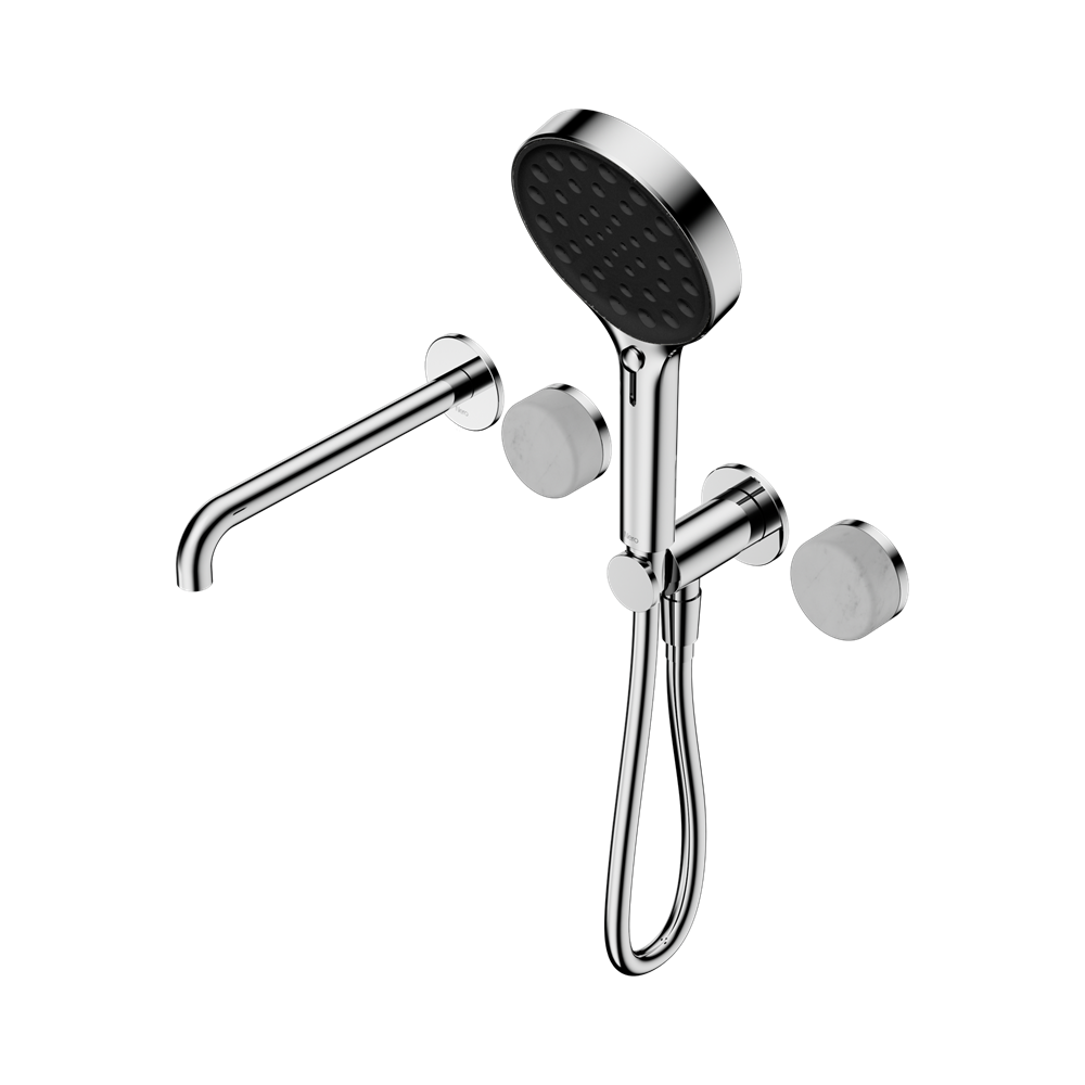 SERENITY PROGRESSIVE SHOWER SYSTEM WITH SPOUT WITH CARRARA HANDLE AND SERENITY HAND SHOWER CHROME