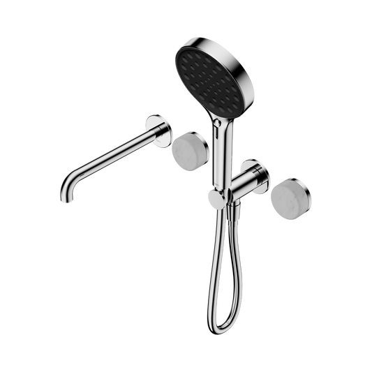 SERENITY PROGRESSIVE SHOWER SYSTEM WITH SPOUT WITH CARRARA HANDLE AND SERENITY HAND SHOWER CHROME