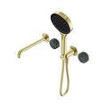 SERENITY PROGRESSIVE SHOWER SYSTEM WITH SPOUT WITH VERDE ALPI HANDLE AND SERENITY HAND SHOWER BRUSHED GOLD