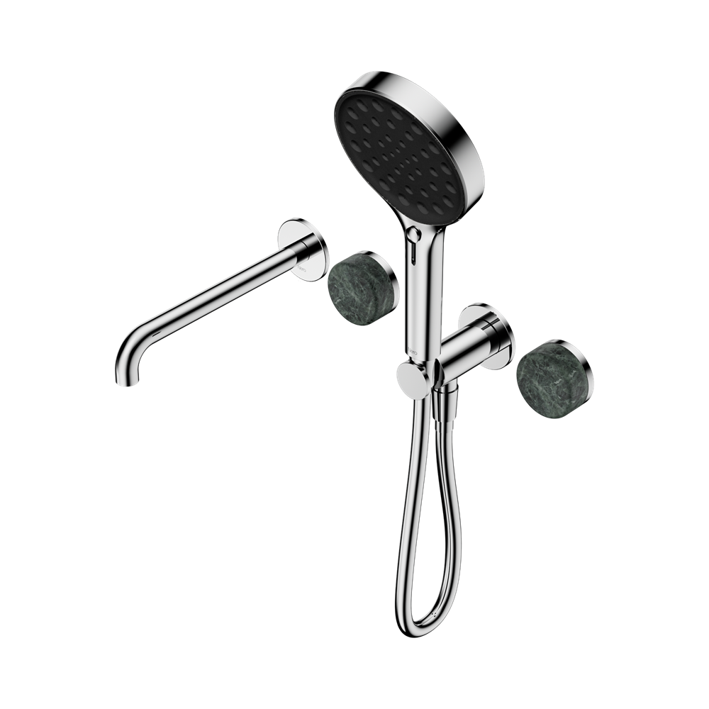 SERENITY PROGRESSIVE SHOWER SYSTEM WITH SPOUT WITH VERDE ALPI HANDLE AND SERENITY HAND SHOWER CHROME