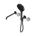 SERENITY PROGRESSIVE SHOWER SYSTEM WITH SPOUT WITH ROME TRAVERTINE HANDLE AND SERENITY HAND SHOWER GUN METAL