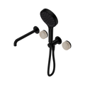 SERENITY PROGRESSIVE SHOWER SYSTEM WITH SPOUT WITH ROME TRAVERTINE HANDLE AND SERENITY HAND SHOWER MATTE BLACK